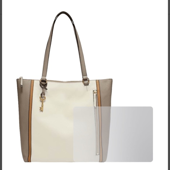 EUC 🩶🤍🤎GORGEOUS Fossil Leather Tara Shopper Purse - Picture 8 of 15